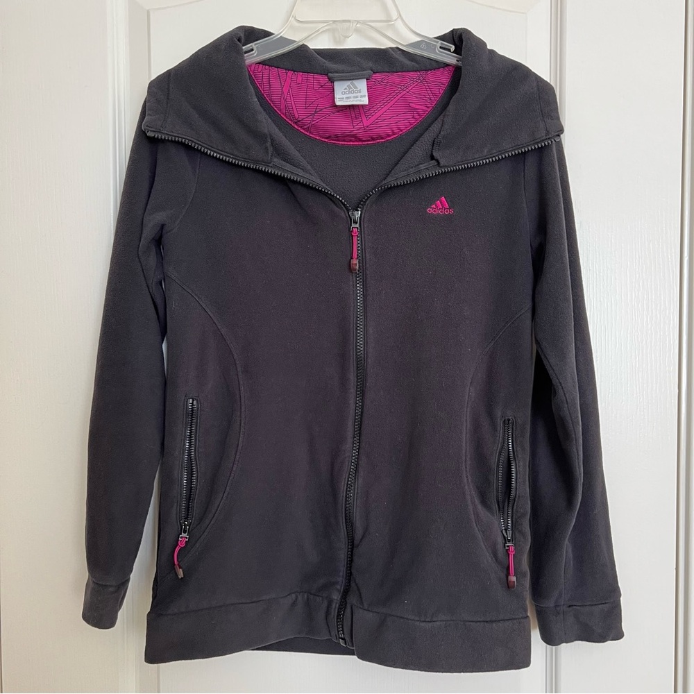 Adidas Women’s Black Fleece Zip-Up Jacket Size Medium